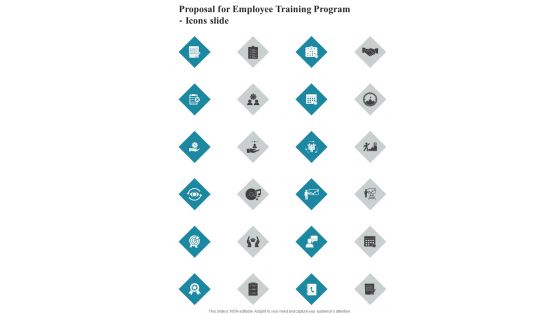 Proposal For Employee Training Program Icons Slide One Pager Sample Example Document