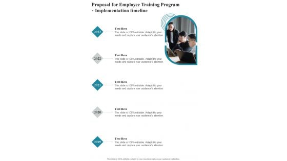 Proposal For Employee Training Program Implementation Timeline One Pager Sample Example Document Proposal For Employee Training Program Implementation Timeline One Pager Sample Example Document