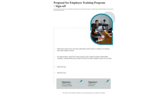 Proposal For Employee Training Program Sign Off One Pager Sample Example Document Proposal For Employee Training Program Sign Off One Pager Sample Example Document