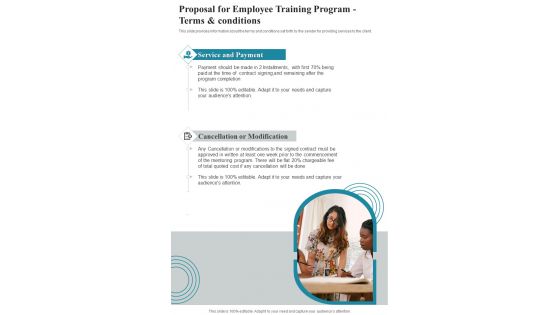 Proposal For Employee Training Program Terms And Conditions One Pager Sample Example Document