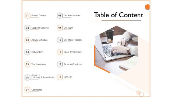 Proposal For Engineering Consultancy Services Table Of Content Ppt Templates PDF