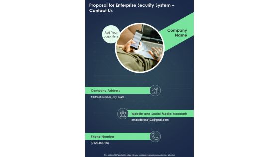 Proposal For Enterprise Security System Contact Us One Pager Sample Example Document