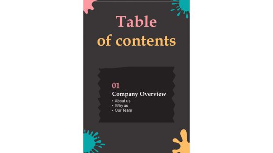 Proposal For Exterior Painting Service Table Of Contents One Pager Sample Example Document Proposal For Exterior Painting Service Table Of Contents One Pager Sample Example Document