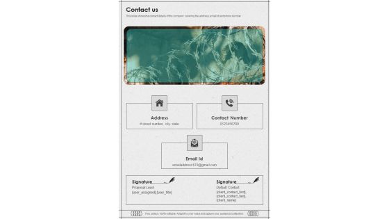 Proposal For Fencing Setup Contact Us One Pager Sample Example Document Proposal For Fencing Setup Contact Us One Pager Sample Example Document