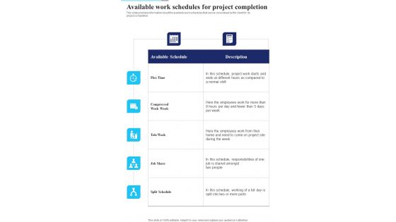 Proposal For Flexible Office Available Work Schedules One Pager Sample Example Document