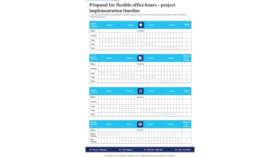 Proposal For Flexible Office Hours Project Implementation Timeline One Pager Sample Example Document