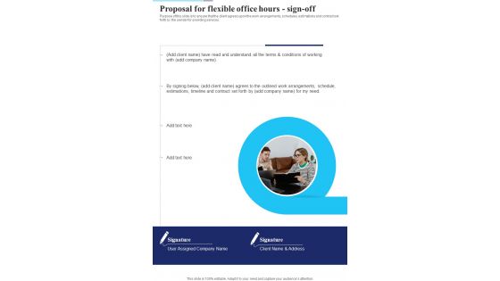 Proposal For Flexible Office Hours Sign Off One Pager Sample Example Document