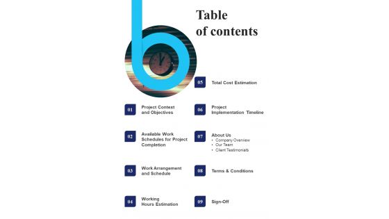 Proposal For Flexible Office Hours Table Of Contents One Pager Sample Example Document Proposal For Flexible Office Hours Table Of Contents One Pager Sample Example Document