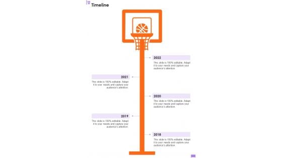 Proposal For Funding Basketball Event Timeline One Pager Sample Example Document