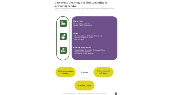 Proposal For Fungal Inspection Service Company Case Study Depicting Our Firm Capability In Delivering Service One Pager Sample Example Document