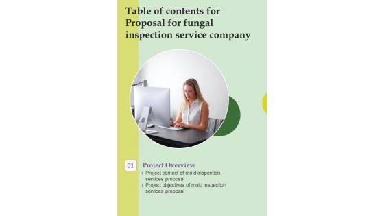 Proposal For Fungal Inspection Service Company Table Of Contents One Pager Sample Example Document Proposal For Fungal Inspection Service Company Table Of Contents One Pager Sample Example Document