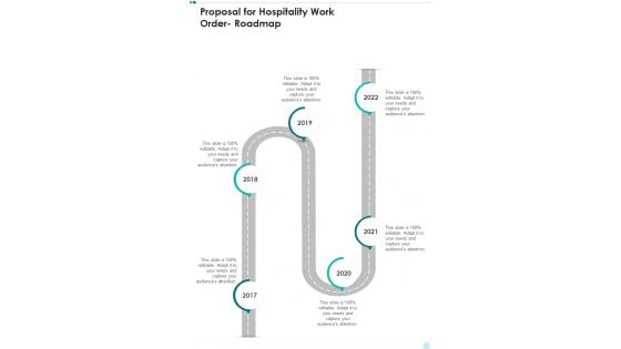 Proposal For Hospitality Work Order Roadmap One Pager Sample Example Document