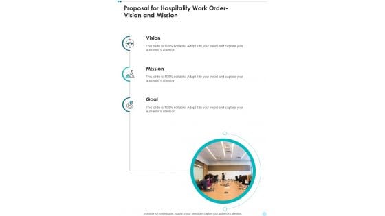 Proposal For Hospitality Work Order Vision And Mission One Pager Sample Example Document