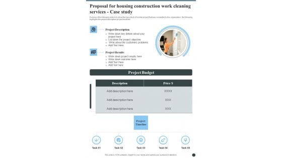 Proposal For Housing Construction Work Cleaning Services Case Study One Pager Sample Example Document Proposal For Housing Construction Work Cleaning Services Case Study One Pager Sample Example Document