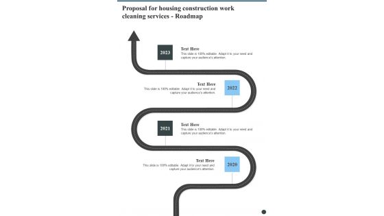 Proposal For Housing Construction Work Cleaning Services Roadmap One Pager Sample Example Document