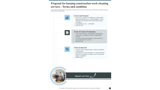 Proposal For Housing Construction Work Cleaning Services Terms And Condition One Pager Sample Example Document Proposal For Housing Construction Work Cleaning Services Terms And Condition One Pager Sample Example Document