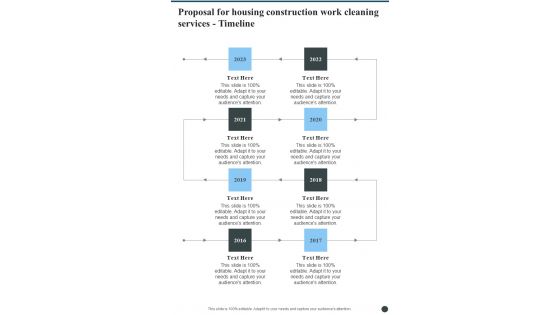 Proposal For Housing Construction Work Cleaning Services Timeline One Pager Sample Example Document