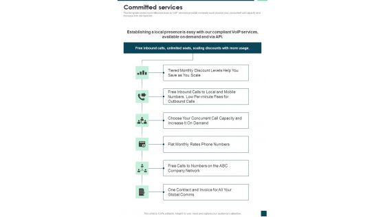 Proposal For IP Telephony Committed Services One Pager Sample Example Document Proposal For IP Telephony Committed Services One Pager Sample Example Document