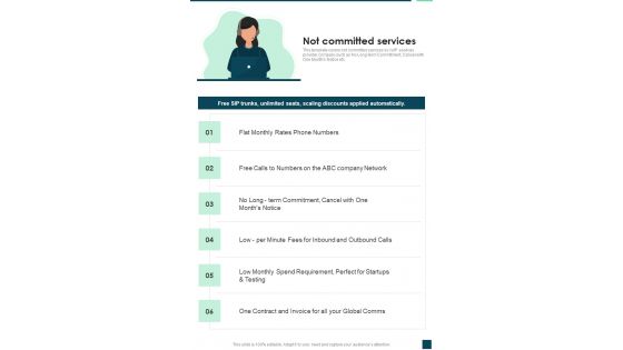 Proposal For IP Telephony Not Committed Services One Pager Sample Example Document