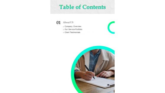 Proposal For IT Assistance Services Table Of Contents One Pager Sample Example Document