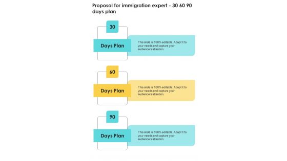 Proposal For Immigration Expert 30 60 90 Days Plan One Pager Sample Example Document Proposal For Immigration Expert 30 60 90 Days Plan One Pager Sample Example Document