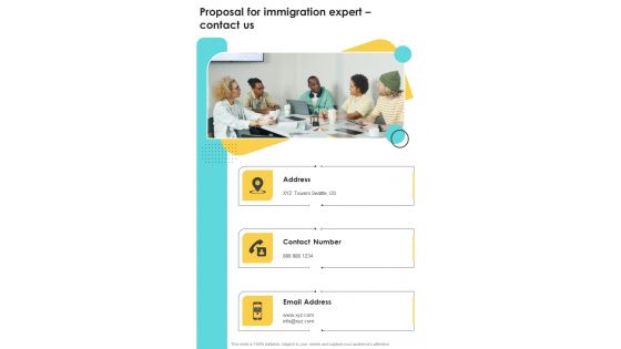 Proposal For Immigration Expert Contact Us One Pager Sample Example Document