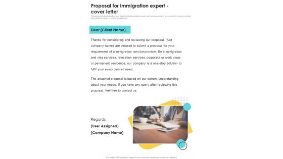 Proposal For Immigration Expert Cover Letter One Pager Sample Example Document