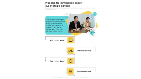 Proposal For Immigration Expert Our Strategic Partners One Pager Sample Example Document Proposal For Immigration Expert Our Strategic Partners One Pager Sample Example Document