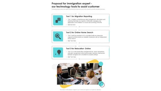 Proposal For Immigration Expert Our Technology One Pager Sample Example Document