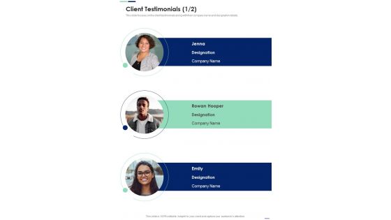 Proposal For Information Processing Facility Services Client Testimonials One Pager Sample Example Document Proposal For Information Processing Facility Services Client Testimonials One Pager Sample Example Document