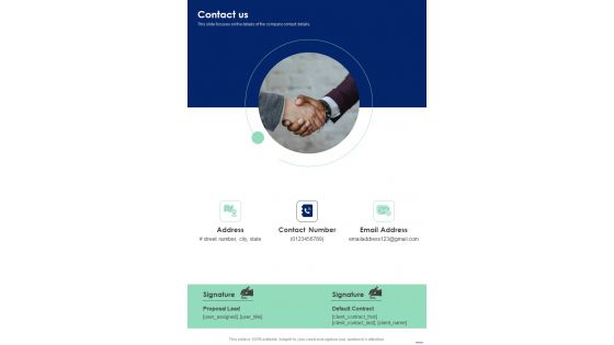 Proposal For Information Processing Facility Services Contact Us One Pager Sample Example Document Proposal For Information Processing Facility Services Contact Us One Pager Sample Example Document