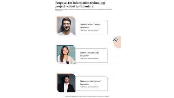 Proposal For Information Technology Project Client Testimonials One Pager Sample Example Document Proposal For Information Technology Project Client Testimonials One Pager Sample Example Document
