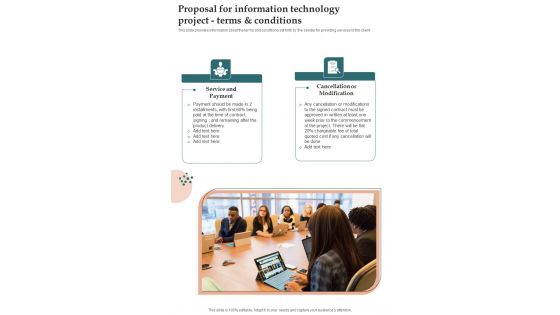 Proposal For Information Technology Project Terms And Conditions One Pager Sample Example Document Proposal For Information Technology Project Terms And Conditions One Pager Sample Example Document