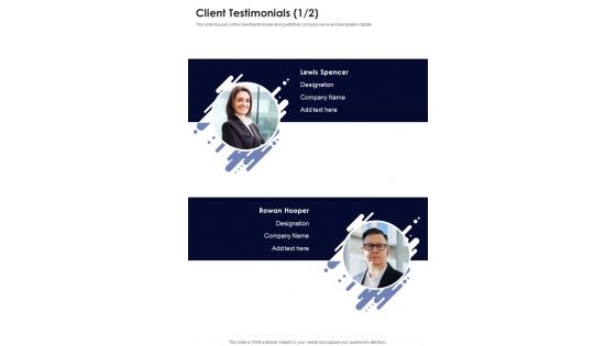 Proposal For Information Technology Strategic Planning Client Testimonials One Pager Sample Example Document Proposal For Information Technology Strategic Planning Client Testimonials One Pager Sample Example Document