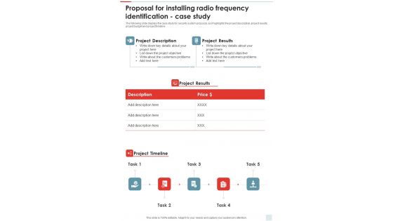 Proposal For Installing Radio Frequency Identification Case Study One Pager Sample Example Document