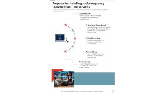 Proposal For Installing Radio Frequency Identification Our Services One Pager Sample Example Document Proposal For Installing Radio Frequency Identification Our Services One Pager Sample Example Document