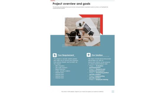Proposal For Installing Radio Frequency Identification Project Overview And Goals One Pager Sample Example Document Proposal For Installing Radio Frequency Identification Project Overview And Goals One Pager Sample Example Document