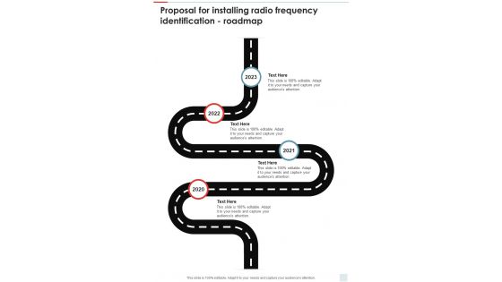 Proposal For Installing Radio Frequency Identification Roadmap One Pager Sample Example Document