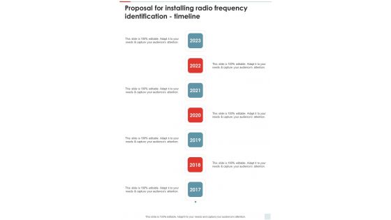 Proposal For Installing Radio Frequency Identification Timeline One Pager Sample Example Document Proposal For Installing Radio Frequency Identification Timeline One Pager Sample Example Document