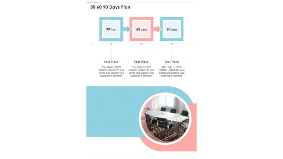 Proposal For Leasing Office Premises 30 60 90 Days Plan One Pager Sample Example Document