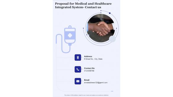 Proposal For Medical And Healthcare Integrated System Contact Us One Pager Sample Example Document