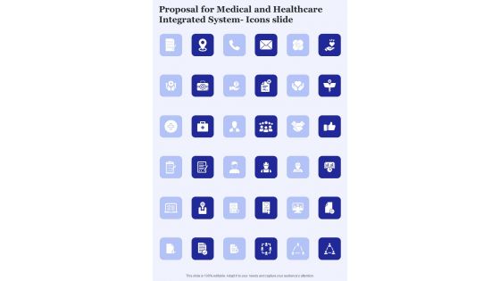 Proposal For Medical And Healthcare Integrated System Icons Slide One Pager Sample Example Document