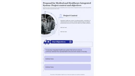 Proposal For Medical And Healthcare Integrated System Project Context One Pager Sample Example Document Proposal For Medical And Healthcare Integrated System Project Context One Pager Sample Example Document