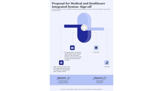 Proposal For Medical And Healthcare Integrated System Sign Off One Pager Sample Example Document Proposal For Medical And Healthcare Integrated System Sign Off One Pager Sample Example Document