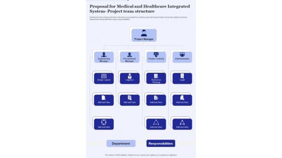 Proposal For Medical Healthcare Integrated System Project Team One Pager Sample Example Document Proposal For Medical Healthcare Integrated System Project Team One Pager Sample Example Document