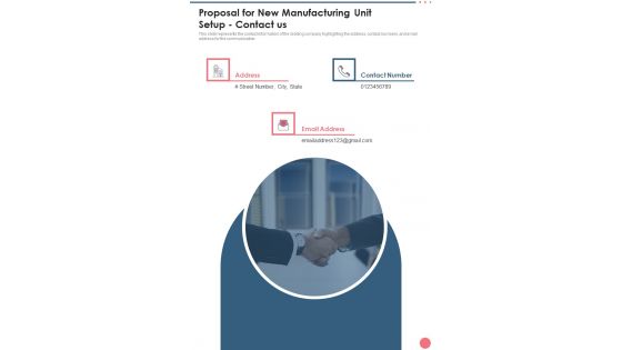 Proposal For New Manufacturing Unit Setup Contact Us One Pager Sample Example Document Proposal For New Manufacturing Unit Setup Contact Us One Pager Sample Example Document