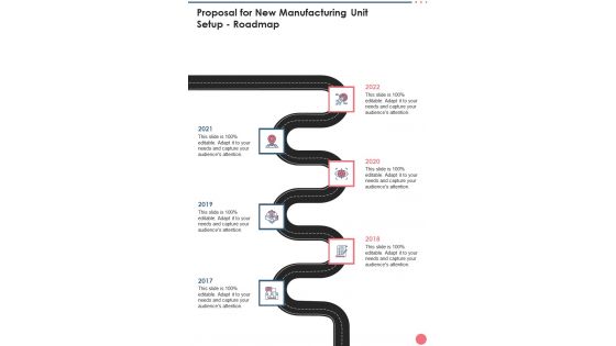 Proposal For New Manufacturing Unit Setup Roadmap One Pager Sample Example Document
