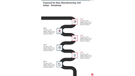 Proposal For New Manufacturing Unit Setup Roadmap One Pager Sample Example Document Proposal For New Manufacturing Unit Setup Roadmap One Pager Sample Example Document
