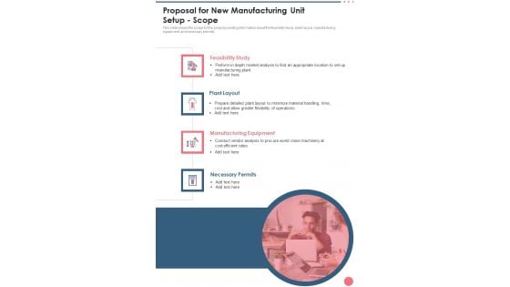 Proposal For New Manufacturing Unit Setup Scope One Pager Sample Example Document