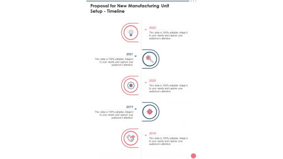 Proposal For New Manufacturing Unit Setup Timeline One Pager Sample Example Document Proposal For New Manufacturing Unit Setup Timeline One Pager Sample Example Document